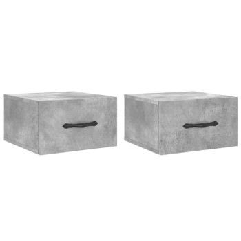 2 db betonszürke falra szerelhető éjjeliszekrény 35x35x20 cm