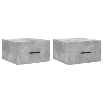 2 db betonszürke falra szerelhető éjjeliszekrény 35x35x20 cm