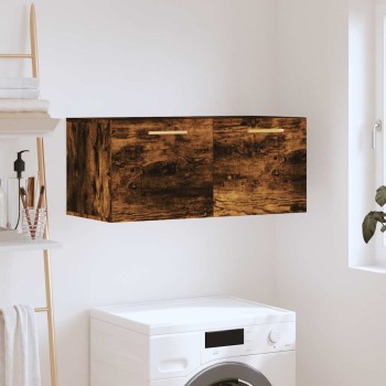 Füstös tölgy színű szerelt fa faliszekrény 80 x 36,5 x 35 cm