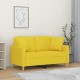 2 személyes világossárga szövet kanapé díszpárnákkal 120 cm