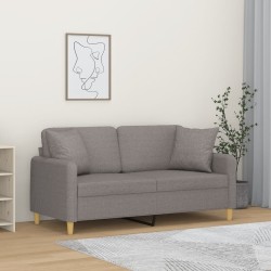 2 személyes tópszínű szövet kanapé díszpárnákkal 140 cm