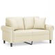 2 személyes krémszínű műbőr kanapé díszpárnákkal 120 cm