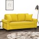 2 személyes sárga bársony kanapé díszpárnákkal 140 cm