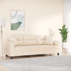 3 személyes bézs mikroszálas szövetkanapé párnákkal 180 cm 3 személyes bézs mikroszálas szövetkanapé párnákkal 180 cm