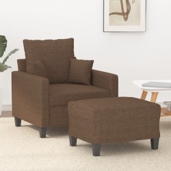 Barna szövet kanapéfotel lábtartóval 60 cm