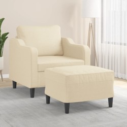 Krémszínű szövet kanapéfotel lábtartóval 60 cm
