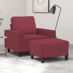 Bordó szövet kanapéfotel lábtartóval 60 cm