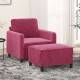 Bordó bársony kanapéfotel lábtartóval 60 cm Bordó bársony kanapéfotel lábtartóval 60 cm