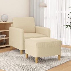 Krémszínű szövet kanapéfotel lábtartóval 60 cm