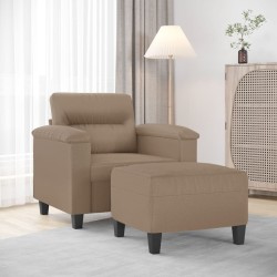 Kávészínű műbőr kanapéfotel lábtartóval 60 cm