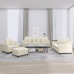 4 részes krém bársony ülőgarnitúra párnákkal