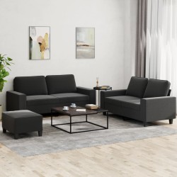 3 részes fekete szövet ülőgarnitúra