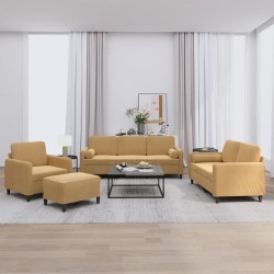 4 részes barna bársony ülőgarnitúra párnákkal