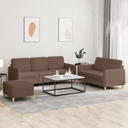 3 részes barna szövet ülőgarnitúra párnákkal