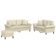 3 részes krémszínű műbőr ülőgarnitúra párnákkal
