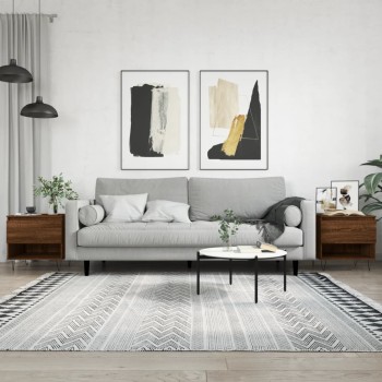 2 db barna tölgy szerelt fa dohányzóasztal 50 x 46 x 50 cm