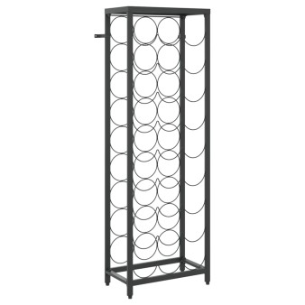 Fekete kovácsoltvas bortartó 27 palackhoz 34 x 18 x 100 cm