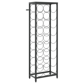 Fekete kovácsoltvas bortartó 27 palackhoz 34 x 18 x 100 cm