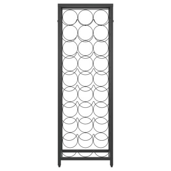 Fekete kovácsoltvas bortartó 27 palackhoz 34 x 18 x 100 cm