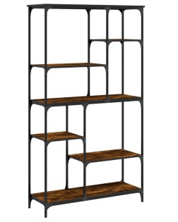 Füstölt tölgy szerelt fa és acél könyvespolc 99 x 35,5 x 176 cm