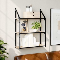 3 szintes sonoma-tölgy színű szerelt fa fali polc 60x21x78,5 cm