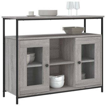 Szürke sonoma színű szerelt fa tálalószekrény 100 x 35 x 80 cm