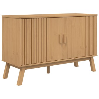 Olden barna tömör fenyőfa tálalószekrény 114 x 43 x 73,5 cm