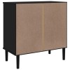 Senja fekete rattan hatású tömör fenyőfa komód 80 x 40 x 80 cm