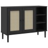 Senja fekete rattan hatású tálalószekrény 112 x 40 x 80 cm