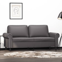 2 személyes szürke műbőr kanapé 140 cm