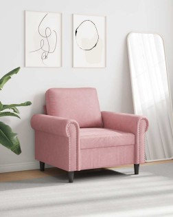 Rózsaszín bársony kanapéfotel 60 cm