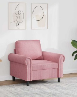 Rózsaszín bársony kanapéfotel 60 cm