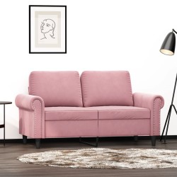 Kétszemélyes rózsaszín bársony kanapé 120 cm