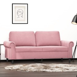 Kétszemélyes rózsaszín bársony kanapé 140 cm