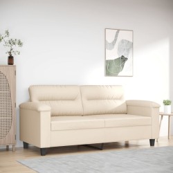 Kétszemélyes bézs mikroszálas szövetkanapé 140 cm