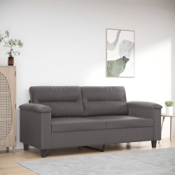 2 személyes szürke műbőr kanapé 140 cm