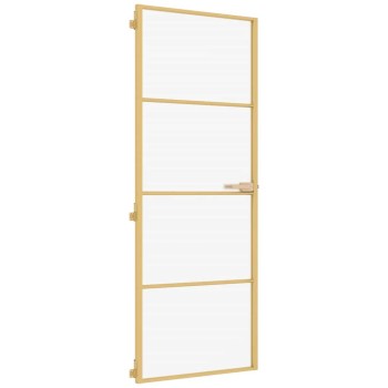 Arany edzett üveg és alumínium vékony beltéri ajtó 76x201,5 cm