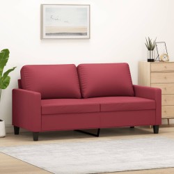 2 személyes bordó színű műbőr kanapé 140 cm