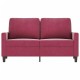 Kétszemélyes bordó bársony kanapé 120 cm