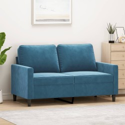 Kétszemélyes kék bársony kanapé 120 cm