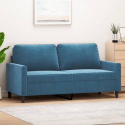 Kétszemélyes kék bársony kanapé 140 cm