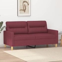 Kétszemélyes bordó szövet kanapé 140 cm