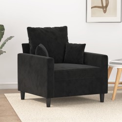 Fekete bársony kanapéfotel 60 cm