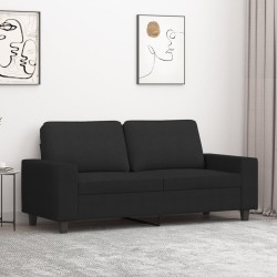 Kétszemélyes fekete szövetkanapé 140 cm