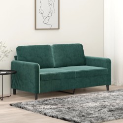 Kétszemélyes sötétzöld bársony kanapé 140 cm