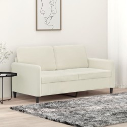 Kétszemélyes krémszínű bársony kanapé 140 cm