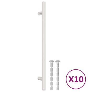 10 db ezüst rozsdamentes acél szekrényfogantyú 192 mm
