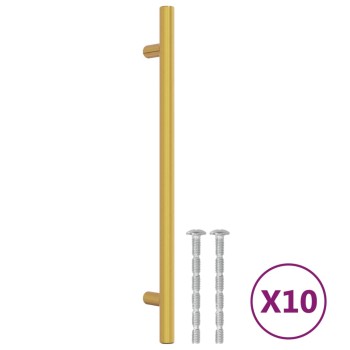 10 db aranyszínű rozsdamentes acél szekrényfogantyú 192 mm