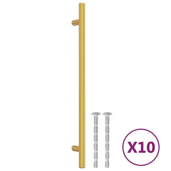 10 db aranyszínű rozsdamentes acél szekrényfogantyú 224 mm
