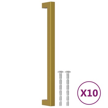 10 db aranyszínű rozsdamentes acél szekrényfogantyú 224 mm